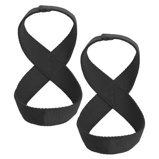 Two black straps criss-crossed on a white background